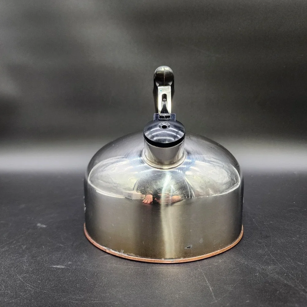 Paul Revere 2qt Silver Copper Bottom Tea Kettle Whistling Vintage MCM Kitchen